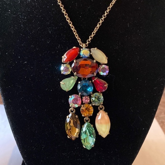 J. Crew Jewelry - J. Crew Art Deco retro style gold and multicolored crystal statement‎ necklace